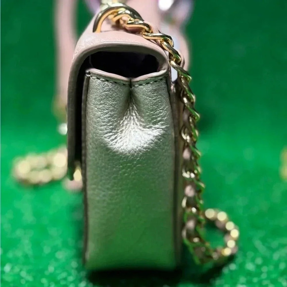 Tory Burch Pink/Gold Leather Mini Kira Crossbody Bag - Picture 4 of 10